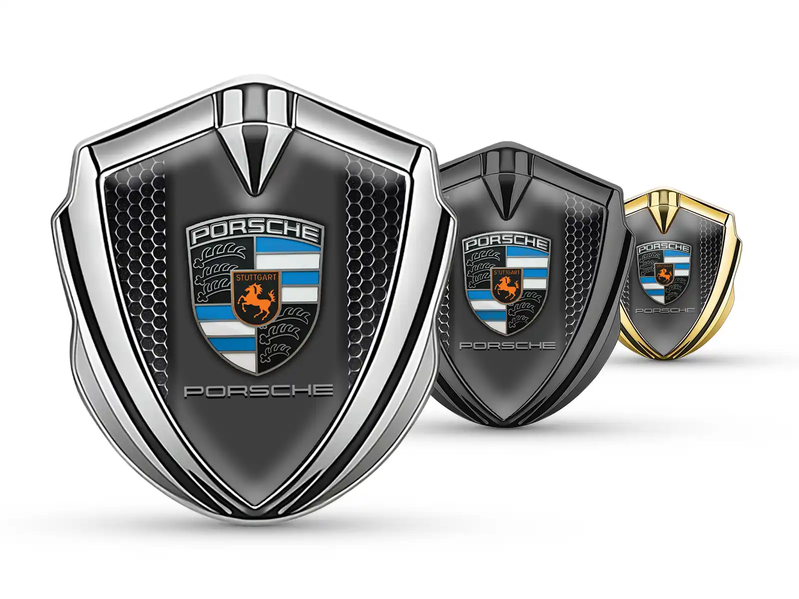 Porsche Domed Emblem Badge Pro Style Stainless Steel